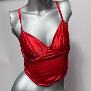 Parade Red Cropped Satin Corset Top
